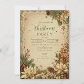 Weihnachten Rustikale Pinecones und Spitzen Einladung (Vorderseite)