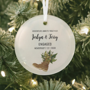 Weihnachten Rustikale Stiefel Floral Bouquet Verlo Ornament Aus Glas