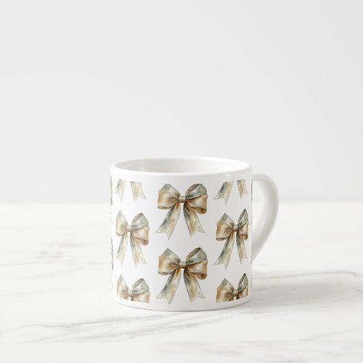 Weihnachten Rustikale weiße grüne Goldene Bogen Espressotasse (Vorderseite Rechts)