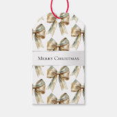 Weihnachten Rustikale weiße grüne Goldene Bogen Geschenkanhänger (Vorderseite)