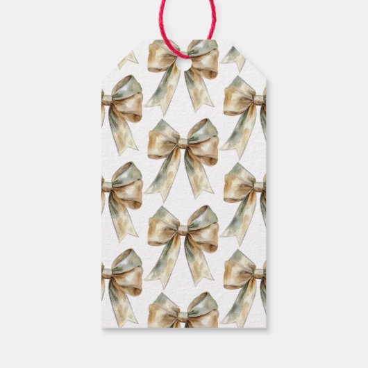 Weihnachten Rustikale weiße grüne Goldene Bogen Geschenkanhänger (Rückseite)