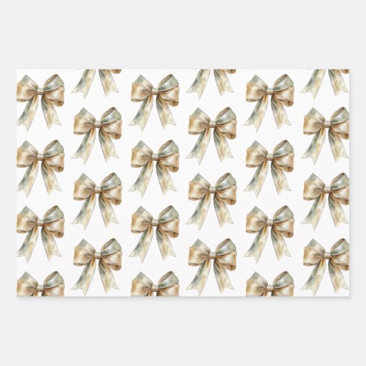 Weihnachten Rustikale weiße grüne Goldene Bogen Geschenkpapier Set (Vorderseite 3)