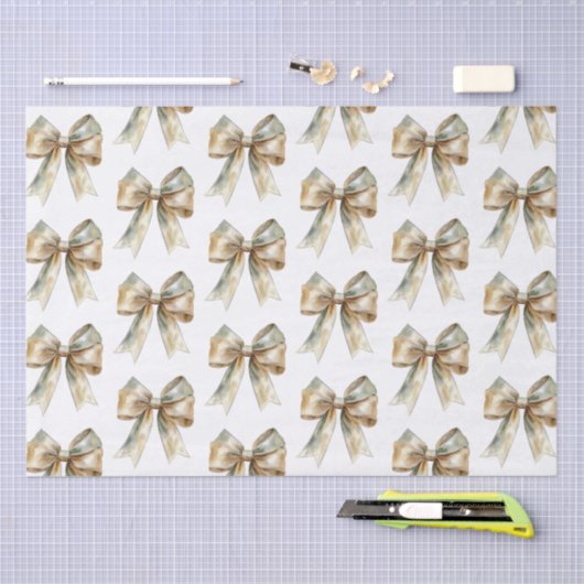 Weihnachten Rustikale weiße grüne Goldene Bogen Seidenpapier (Handwerk)