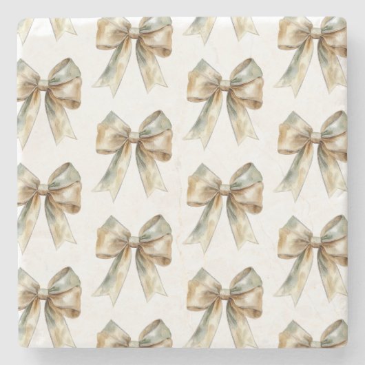 Weihnachten Rustikale weiße grüne Goldene Bogen Steinuntersetzer (Vorderseite)