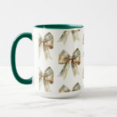 Weihnachten Rustikale weiße grüne Goldene Bogen Tasse (Links)