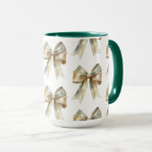 Weihnachten Rustikale weiße grüne Goldene Bogen Tasse (VorderseiteRechts)