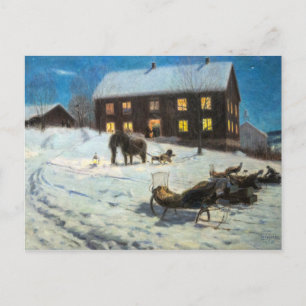 Weihnachten Rustikale Winter Zuhause Postkarte
