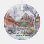 Weihnachten Rustikale Zion Nationalpark Verlobtes Ornament Aus Glas (Vorderseite)