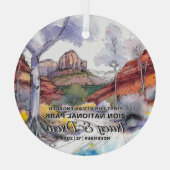 Weihnachten Rustikale Zion Nationalpark Verlobtes Ornament Aus Glas (Rückseite)