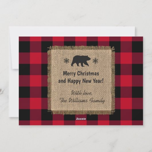 Weihnachten Rustikaler Bärenbauernhof Familienname (Rückseite)