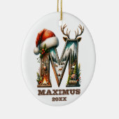 Weihnachten Rustikaler Buchstabe M Festwoodland Ch Keramik Ornament (Rechts)