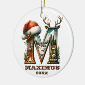 Weihnachten Rustikaler Buchstabe M Festwoodland Ch Keramik Ornament (Links)