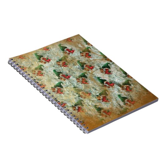 Weihnachten Rustikaler Gnome mit Laternenbaummuste Notizblock (Rechte Seite)