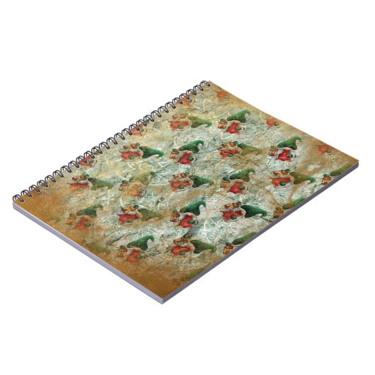 Weihnachten Rustikaler Gnome mit Laternenbaummuste Notizblock (Linke Seite)