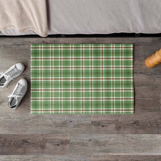 Weihnachten Rustikaler Grüner Urlaub Kariert Bauer Fußmatte