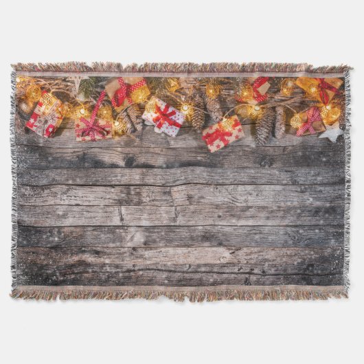 Weihnachten rustikaler Hintergrund, Holzplanken. Decke (Vorderseite)