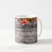 Weihnachten rustikaler Hintergrund, Holzplanken. Kaffeetasse (VorderseiteRechts)