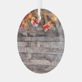 Weihnachten rustikaler Hintergrund, Holzplanken. Ornament Aus Glas (Vorderseite links)