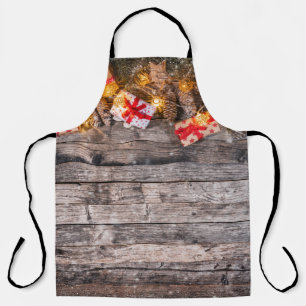 Weihnachten rustikaler Hintergrund, Holzplanken. Schürze