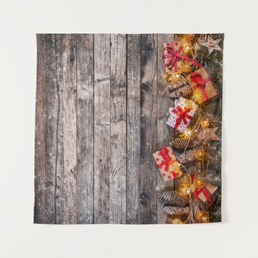 Weihnachten rustikaler Hintergrund, Holzplanken. Wandteppich (Vorderseite (Horizontal))