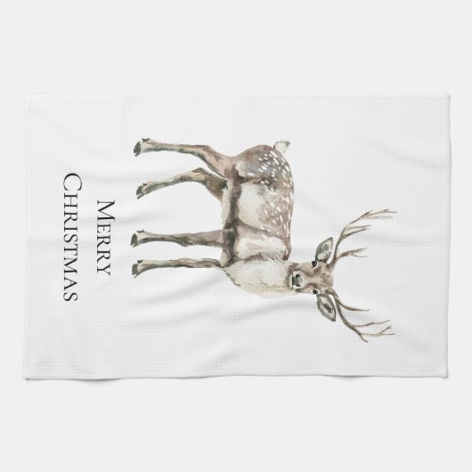 Weihnachten Rustikaler Hirsch Geschirrtuch (Horizontal)