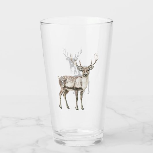 Weihnachten Rustikaler Hirsch Glas (Rückseite)