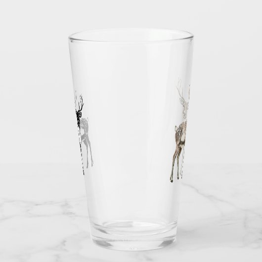 Weihnachten Rustikaler Hirsch Glas (Links)