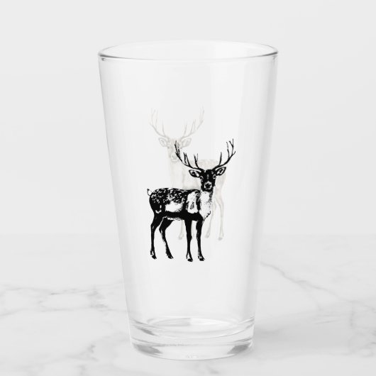 Weihnachten Rustikaler Hirsch Glas (Vorderseite)