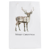 Weihnachten Rustikaler Hirsch Mittlere Geschenktüte (Vorderseite)