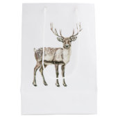 Weihnachten Rustikaler Hirsch Mittlere Geschenktüte (Rückseite)