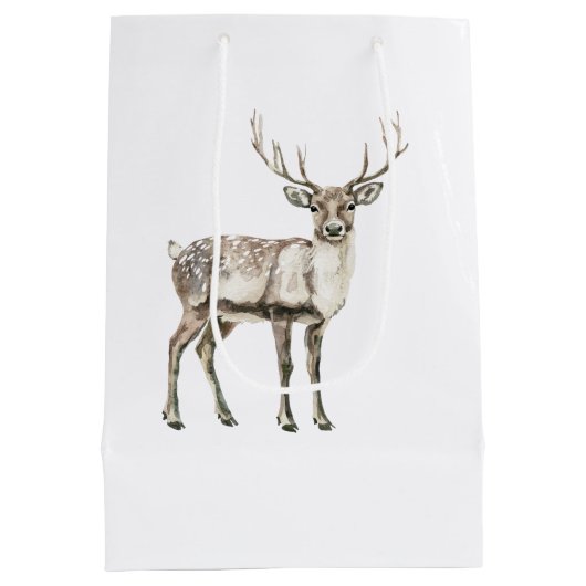 Weihnachten Rustikaler Hirsch Mittlere Geschenktüte (Rückseite)