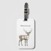 Weihnachten Rustikaler Hirsch Personalisiert Gepäckanhänger (Vorderseite Vertikal)
