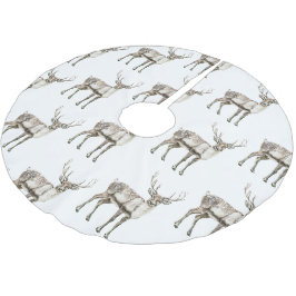 Weihnachten Rustikaler Hirsch Polyester Weihnachtsbaumdecke