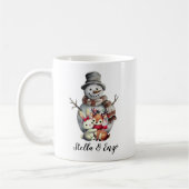 Weihnachten Rustikaler Schneemann Hirsche Kaninche Kaffeetasse (Links)