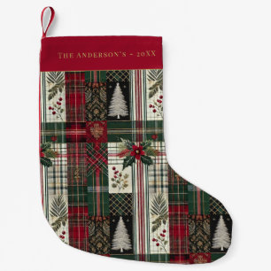 Weihnachten Rustikaler Tartan Kariertes Muster Kleiner Weihnachtsstrumpf