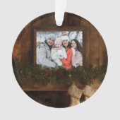 Weihnachten Rustikaler Winter Kamin Foto Ornament (Vorderseite)