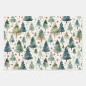 Weihnachten Rustikaler Winterwald Pinienbäume Geschenkpapier Set (Vorderseite 3)