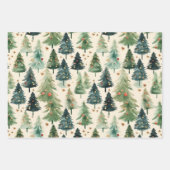 Weihnachten Rustikaler Winterwald Pinienbäume Geschenkpapier Set (Vorderseite)