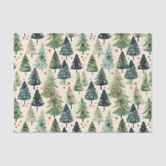 Weihnachten Rustikaler Winterwald Pinienbäume Seidenpapier (Vorderseite)