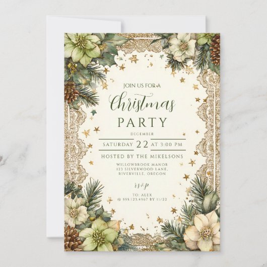 Weihnachten Rustikaler Woodland Charm Einladung (Vorderseite)