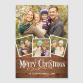 Weihnachten Rustikales blaues Holz 4 FOTO Magnetka Magnetkarte (Vorderseite)