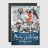 Weihnachten Rustikales blaues Holz 4 FOTO Magnetka Magnetkarte (Vorne/Hinten)