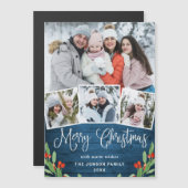 Weihnachten Rustikales blaues Holz 4 FOTO Magnetka Magnetkarte (Vorne/Hinten)