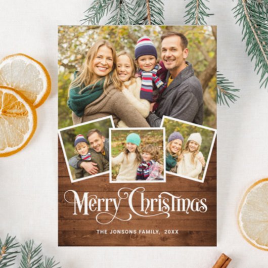 Weihnachten Rustikales blaues Holz 4 FOTO Magnetka Magnetkarte