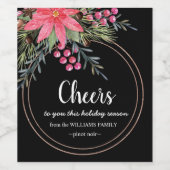 Weihnachten Rustikales Blumenrosa Weinetikett (Einzelnes Label)