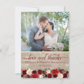 Weihnachten Rustikales Boho Floral Burgundi Gold F Dankeskarte (Vorderseite)