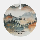 Weihnachten Rustikales Erlebnis Outdoor Couple Ornament Aus Glas (Rückseite)