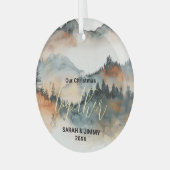 Weihnachten Rustikales Erlebnis Outdoor Couple Ornament Aus Glas (Vorderseite links)