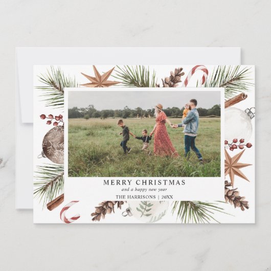 Weihnachten Rustikales Foto Weihnachtskarte (Vorderseite)