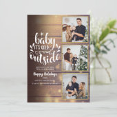 Weihnachten Rustikales Holz 3 Foto Collage (Stehend Vorderseite)